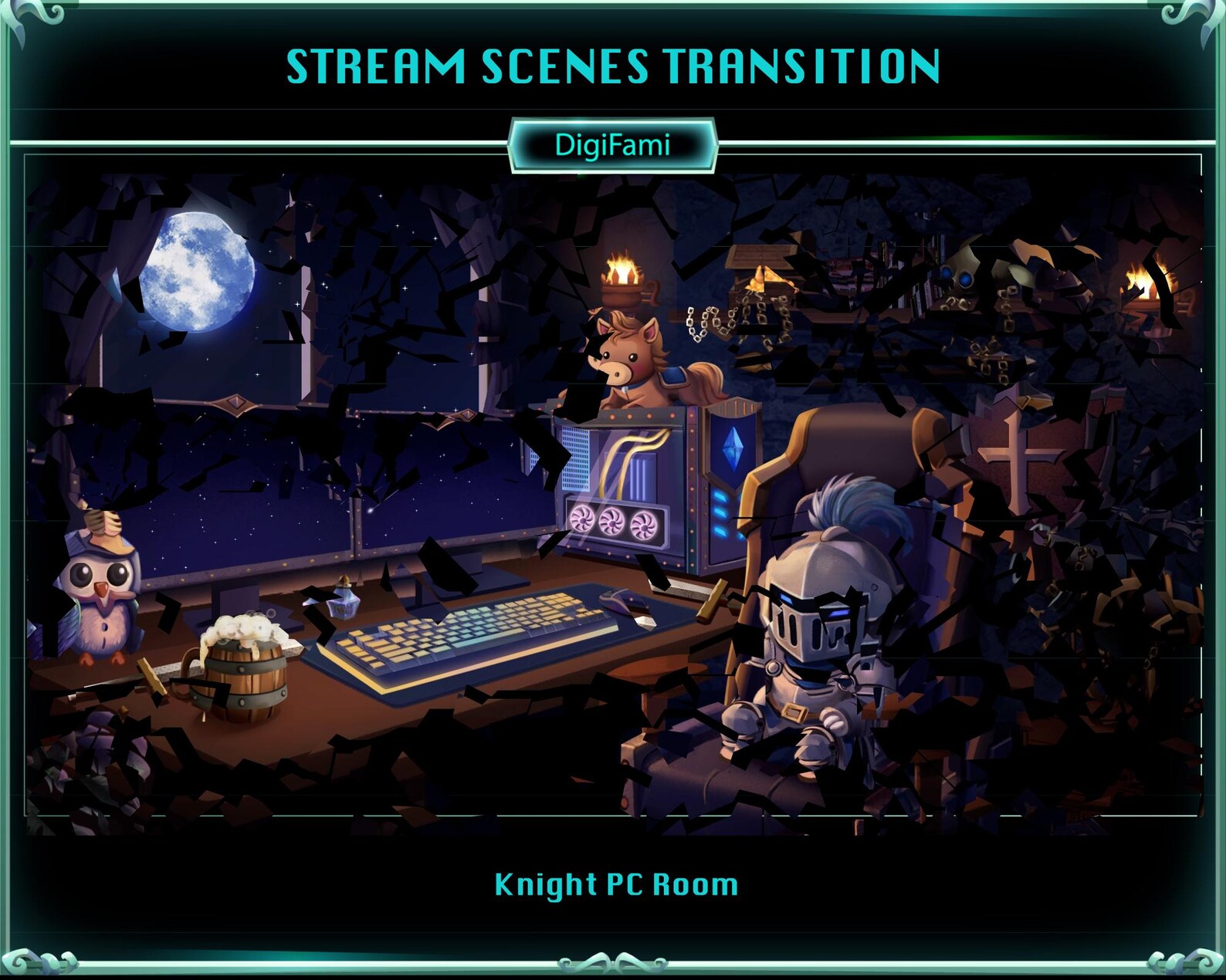 Knight PC Room Animated Twitch Overlay Bundle, Knight PC Room Stream ...
