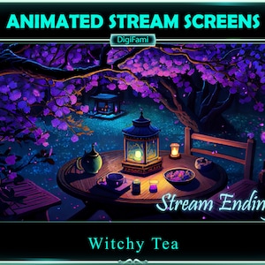 ANIMATED Twitch Stream Overlays Witchy Tea, Witchy Garden Animated Stream Screens, Witchy Twitch Overlays for Streamers, OBS, Streamlabs