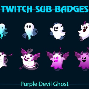Purple Halloween Ghost Twitch Sub Badge, Purple Devil Ghost Twitch Sub Badge for Streamers, YouTuber, Discord, Streamlabs, OBS