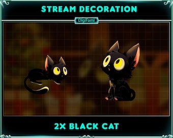 Niedliche Katze animierte Stream Dekoration, Süße Katze Twitch Dekoration, Katze Twitch Overlays für Streamer, OBS, StreamLabs