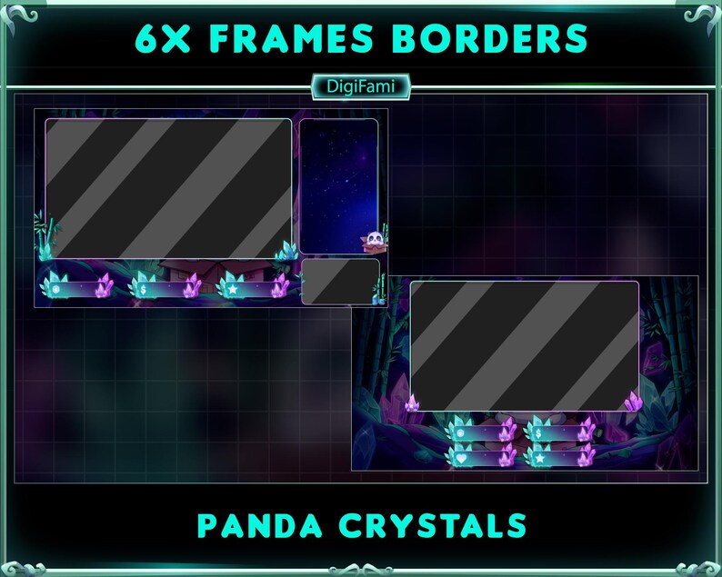 ANIMATED Twitch Stream Overlay Package Cute Crystal Panda, Panda in ...