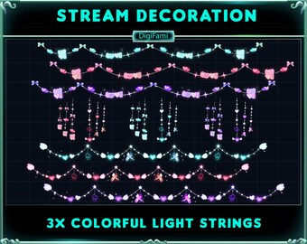 Valentine Strings Stream Dekoration, Valentine Strings Twitch Dekoration, Love Strings Stream Dekorationen, Herz Licht Twitch Dekorationen