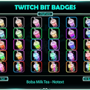 Cute Bubble Milk Tea Twitch Bit Badges, Colorful Bubble Tea Twitch Sub Badges, Kawaii Sub Badges for Streamer, VTuber, OBS, Streamlabs
