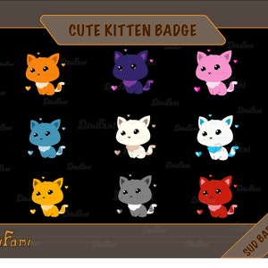 CUTE KITTEN Twitch Sub Bit Badges for Streamer | Streaming Cute Cat Sub Badges | Artwork for Streamers | Kawaii Cat Collection