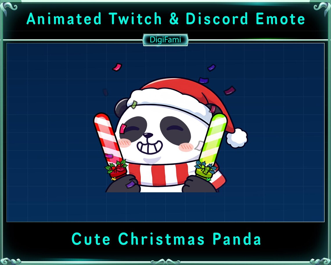 Cute Christmas Panda Animated Twitch Emote Bundle, Cute Panda Chat ...