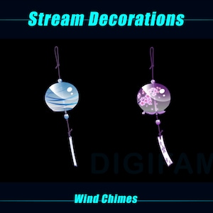 Animated Twitch Stream Decoration Wind Chimes, Blue and Purple Wind Chimes for Stream Decoration, OBS, Streamlabs