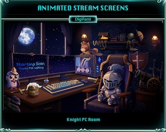 Knight PC Raum Animierte Twitch Overlays, Knight PC Raum Stream Bildschirm Overlays für Streamer