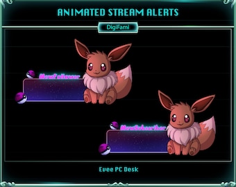 Cute Evee Animated Twitch Stream Alerts, Cute Evee Stream Alerts, Evee Stream Items for Streamers, Vtubers, OBS, YouTubers
