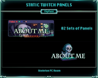 Spooky Skeleton Static Twitch Panels, Scary Skeleton Static Twitch Panels, Horror Skeleton Menu Buttons for Streamers