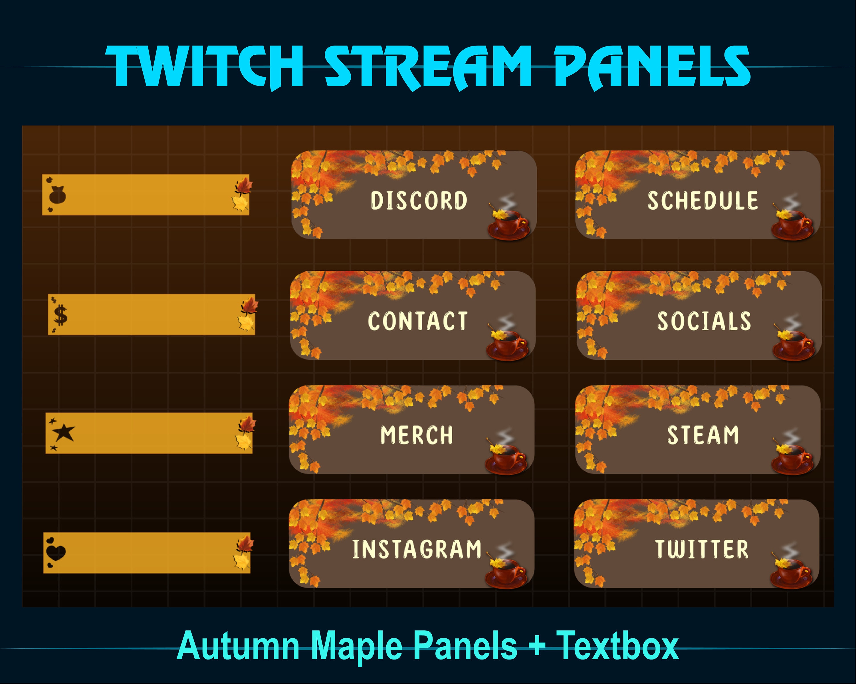 Twitch Panels Autumn Maple Leaves, Animated Red Yellow Maple Leaf ...