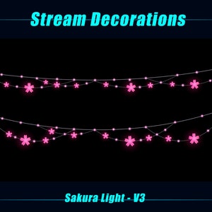 Animated Twitch Stream Decoration, Cute PINK Sakura Light Twitch Decoration, Cute PINK Cherry Blossom Light Chains for OBS, Streamlabs