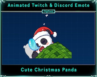 Süßer schlafender Weihnachts Panda Animierter Twitch Emote, Süßer Schlafender Panda Chat Emotes, Süßer Panda Twitch Emotes für Streamer, Chatten