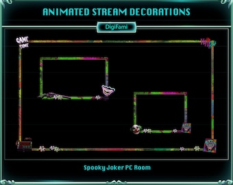 Scary Joker Animated Stream Camera Overlays, Spooky Joker Twitch Camera Overlays, Scary Joker Twitch Webcam Decorations for Streamers