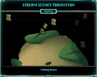 Falling Green Bear Animated Stream Stinger, Falling Green Bear Animated Twitch Stinger, Green Bear Scene Transition, OBS