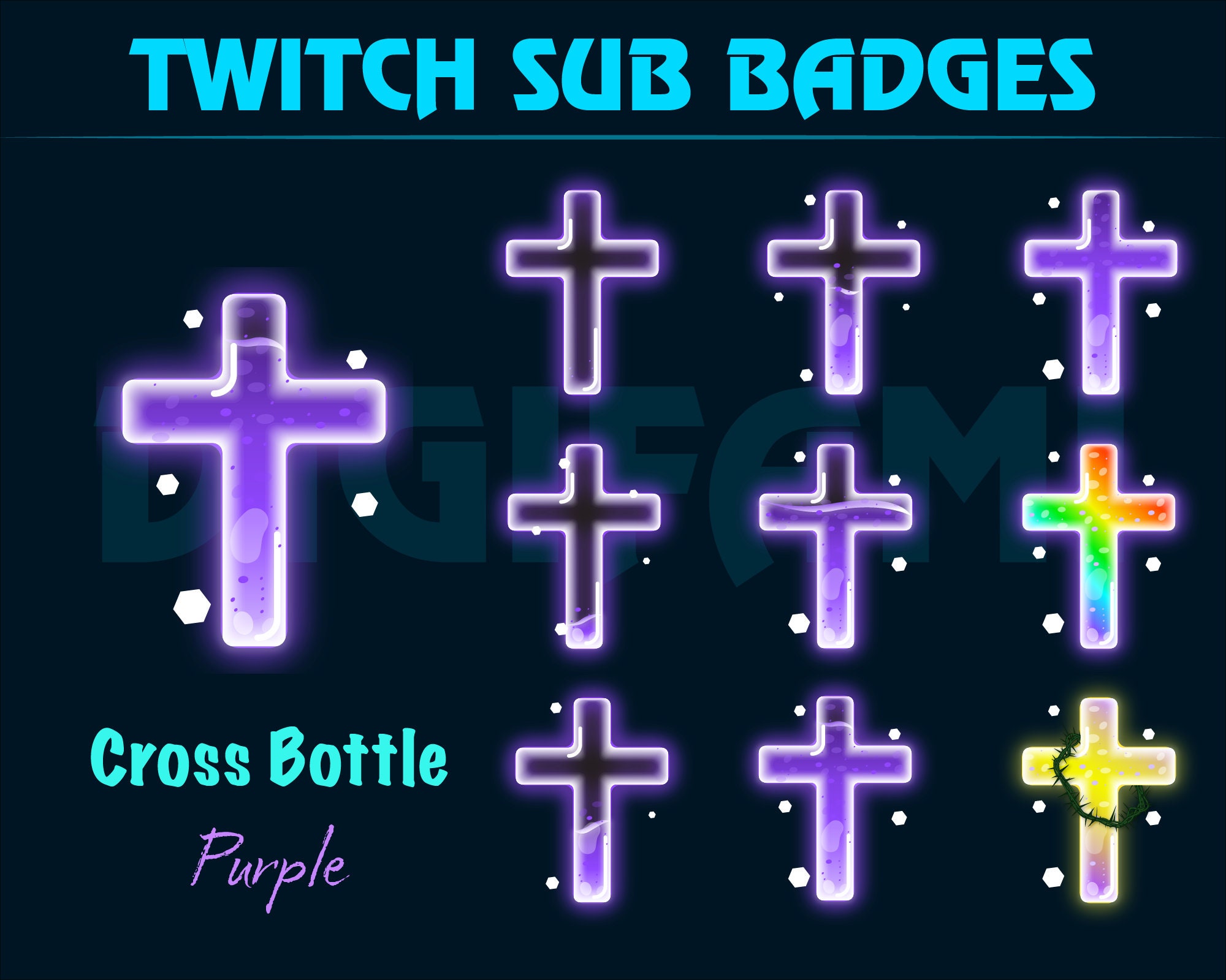 Purple Cross Bottle Twitch Sub Badge, Purple Liquid Cross Twitch Sub ...