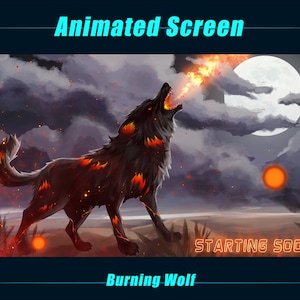 ANIMATED Twitch Fire Wolf Screen Overlays / Burning Wolf Twitch Stream Screen Overlays for Streamers, VTubers, OBS