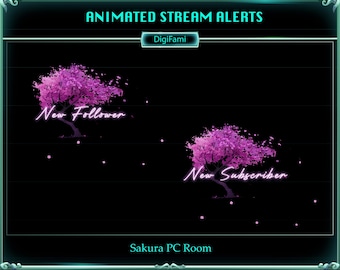Pink Sakura Animated Twitch Alerts, Pink Sakura Animated Stream Alerts, Sakura Tree Alerts for Streamers, YouTubers, Tiktokers