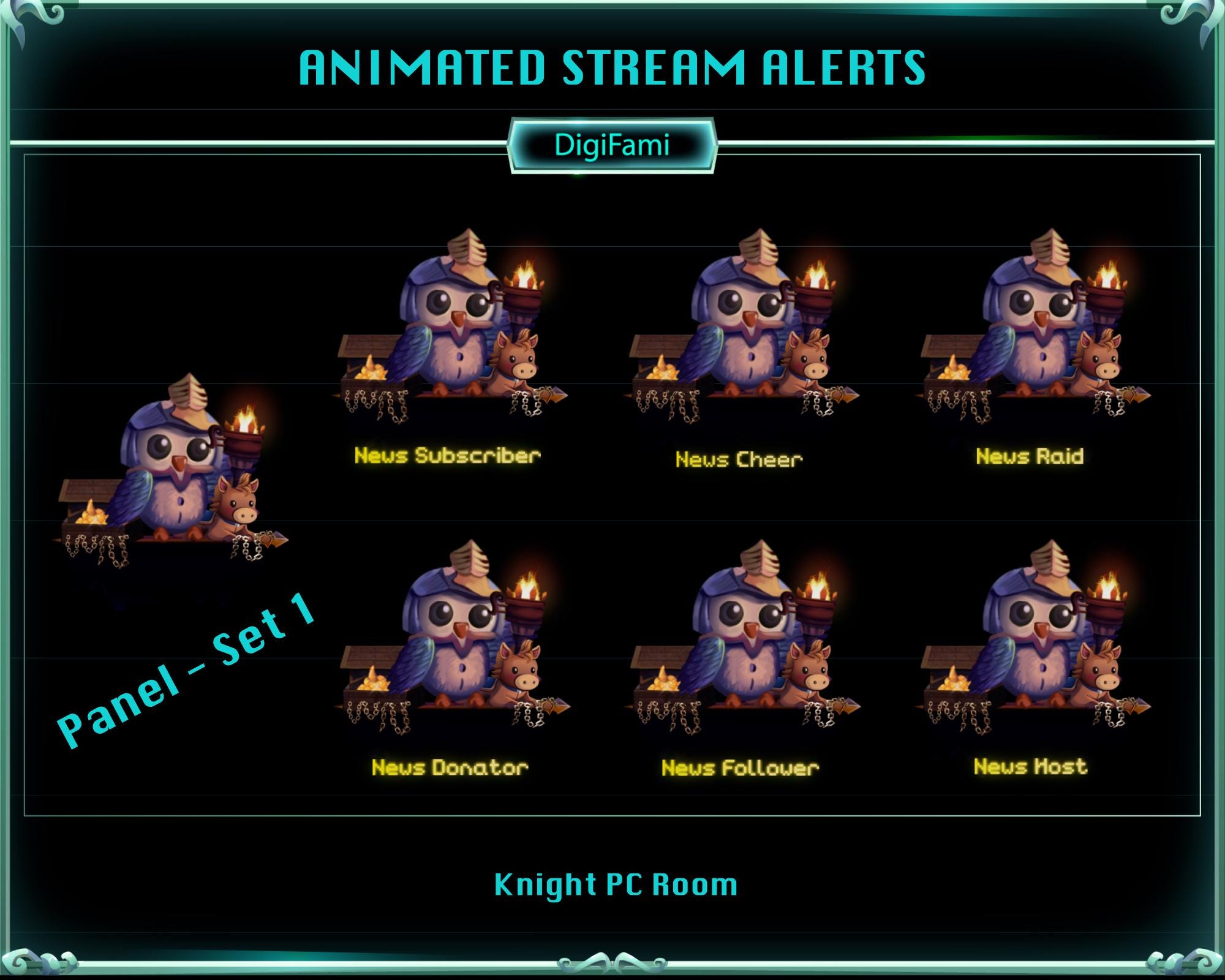 Knight PC Room Animated Twitch Overlay Bundle, Knight PC Room Stream ...