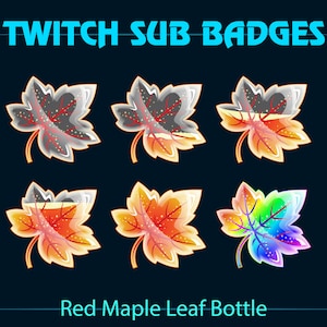 RED Maple Leaf Twitch Sub Badges / Fall Leaves Twitch Sub Badges / Kawaii Twitch Sub Bit Badges | Streamer, Vtuber, OBS