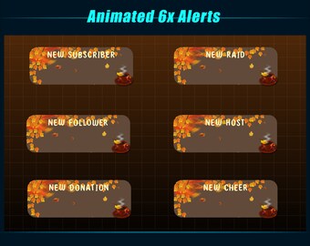 Animated Twitch Alerts Autumn Falling Leaves, Animated Falling Red Yellow Leaves Twitch Alerts, Autumn Alerts for Streamers, OBS, Vtubers