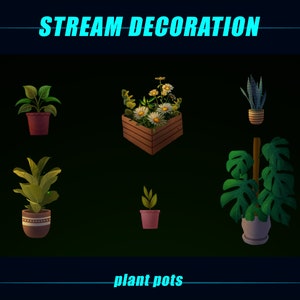 Animated Twitch Stream Decoration Plants, Animated Plants Flowers for Stream Decoration, OBS, Streamlabs, Aesthetic Lofi Stream Accessories