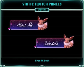 Cute Evee Static Twitch Stream Panels, Cute Evee Twitch Panels, Evee Stream Menu Button for Streamers, Vtubers, YouTubers