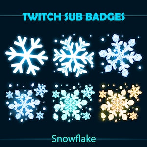 Winter Snowflake Twitch Sub Badge, White Snow Twitch Sub Badge for Streamers, YouTuber, Discord, Streamlabs, OBS