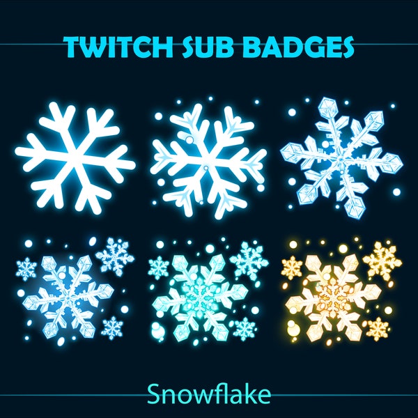 Winter Snowflake Twitch Sub Badge, White Snow Twitch Sub Badge for Streamers, YouTuber, Discord, Streamlabs, OBS