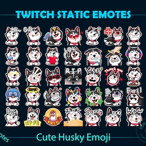 Cute Husky Twitch Emote Set of 35 Emotes, Cute Husky Stream Chat Emotes, Chibi Husky Twitch Emotes for Chatting, Discord, OBS, Streamlabs