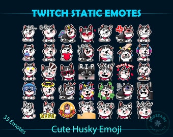 Cute Husky Twitch Emote Set of 35 Emotes, Cute Husky Stream Chat Emotes, Chibi Husky Twitch Emotes for Chatting, Discord, OBS, Streamlabs