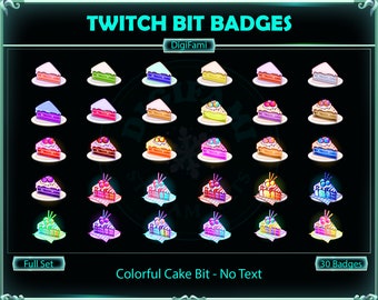 Colorful Yummy Cakes Twitch Bit Badges for Streamer, Discord, YouTube, OBS, Streamlabs - No Text Version