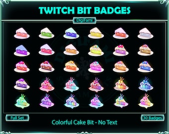 Colorful Yummy Cakes Twitch Bit Badges for Streamer, Discord, YouTube, OBS, Streamlabs - No Text Version