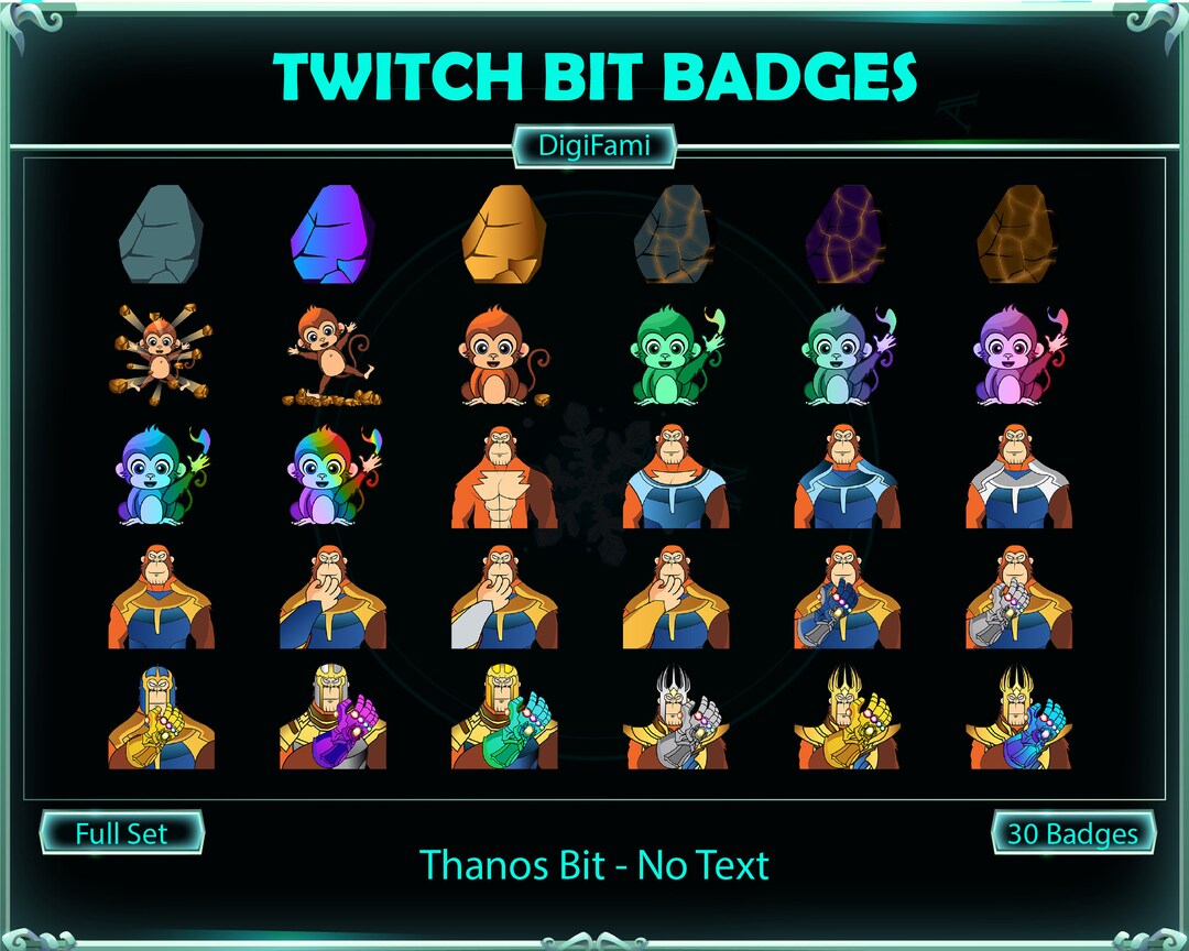 Thanos Twitch Sub Bit Badges, Tha-nos Twitch Sub Bit Badges, Monkey ...