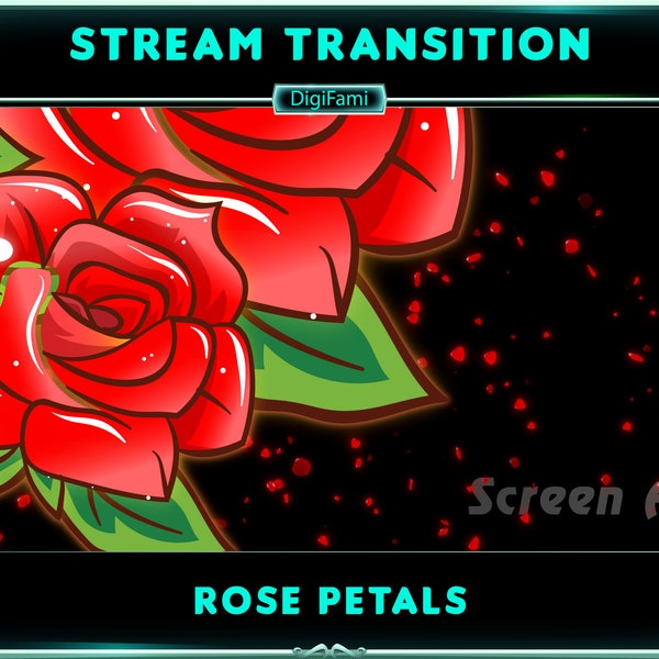 Animated Falling Red Roses Twitch Stinger Transition, Animated Falling Red Roses Stream Screen Transition