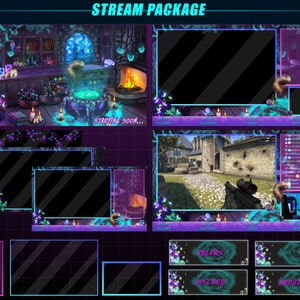 Magical Witchy House Animated Stream Package, Magic Witchy Room Animated Twitch Overlays for Streamer, OBS, Streamlabs