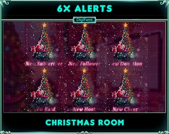 Niedliche animierte Weihnachtsmann Twitch Alarme für Streamer, VTuber, OBS, Streamlabs