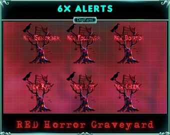 Blood Red Halloween Witchy Tree Animated Stream Alert, Devil Dried Tree Animated Twitch Alert, Halloween Spooky Stream Alert, OBS