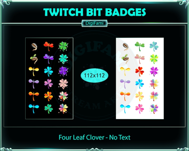 Four Leaf Clover Twitch Sub Bit Badges, Lucky Fourleaf Clover Twitch
