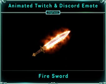 Brennendes Schwert Animierte Twitch Emotes, Animierter Ritter Brennendes Schwert Emotes, Spinnendes Schwert Twitch Emotes für Streamer, Chatten