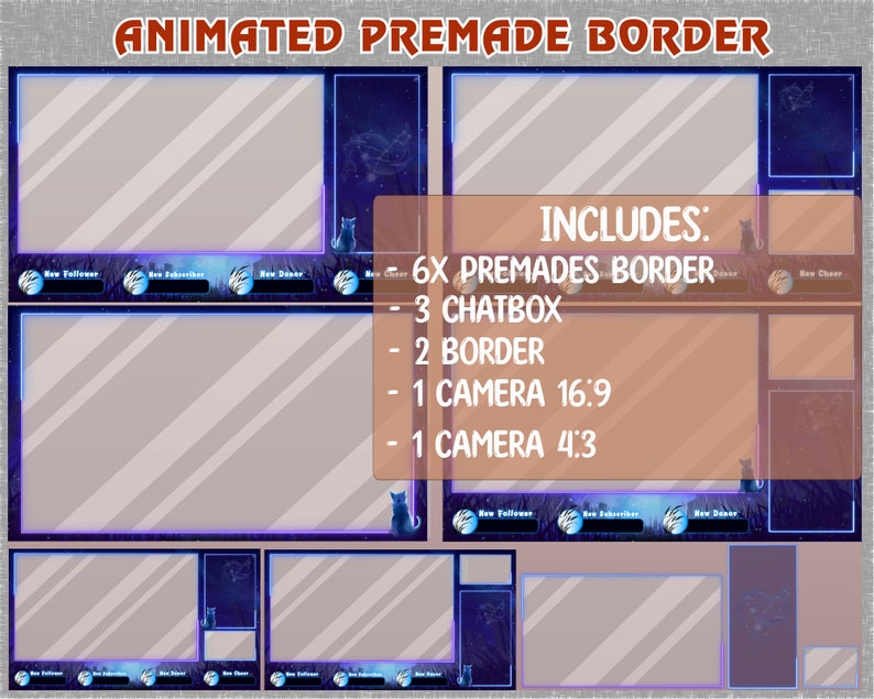 ANIMATED Pisces Celestial Stars Twitch Stream Overlay Package / Zodiac