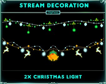 Weihnachtliche Lichterketten animierte Twitch Stream Dekoration, Weihnachtliche Lichterkette Twitch Dekoration für Streamer - Set 2