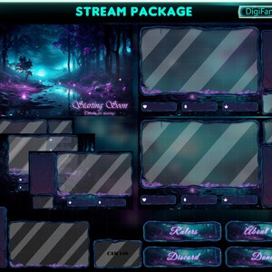 ANIMATED Twitch Stream Overlay Package Magic Forest, Witchy Forest Animated Stream Bundle, Witchy Forest Twitch Overlay Package for Streamer