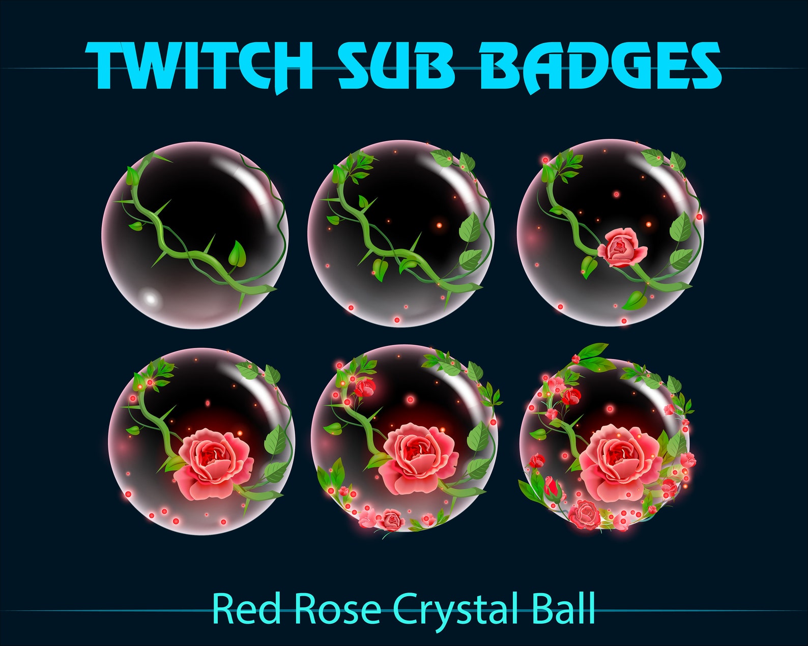 Magic Red Rose Ball Twitch Sub Bit Badges, Red Rose Orb Twitch Sub ...