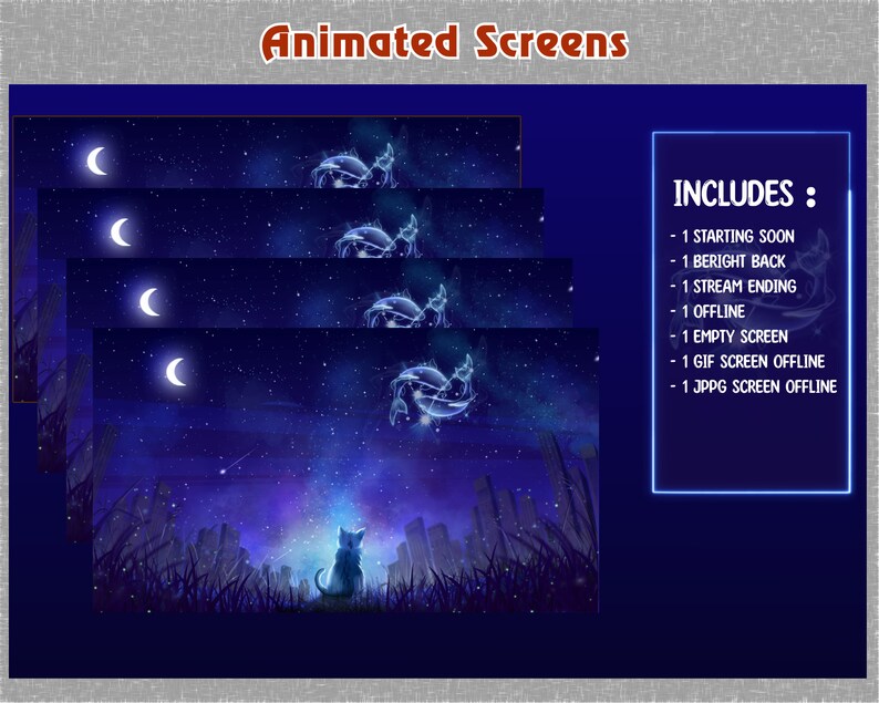ANIMATED Pisces Celestial Stars Twitch Stream Overlay Package / Zodiac