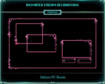 Falling Sakura Animated Twitch Camera Overlays, Falling Sakura Camera Borders, Sakura Camera Decorations for Streamers, YouTubers