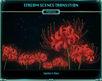 Red Spider Lily Animated Twitch Stream Scene Transition, Red Spider Lily Stream Scene Transition, Spider Lily Twitch Stinger for Streamers