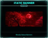 Bloody Sakura Static Twitch Banner, Bloody Sakura YouTube Banner, Bloody Sakura Discord Banner, Red Cherry Blossom Banner for Streamers
