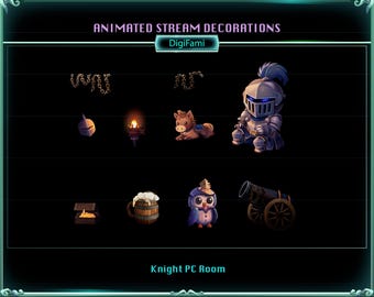 Animierte Twitch Stream Dekoration Knight PC Raum Sachen, Knight Livestream Raum Artikel für Twitch Stream Dekoration, OBS, Streamlabs
