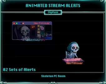 Spooky Skeleton Animated Twitch Alerts, Scary Skeleton Animated Twitch Alerts, Horror Skeleton Animated Stream Alerts for Streamers