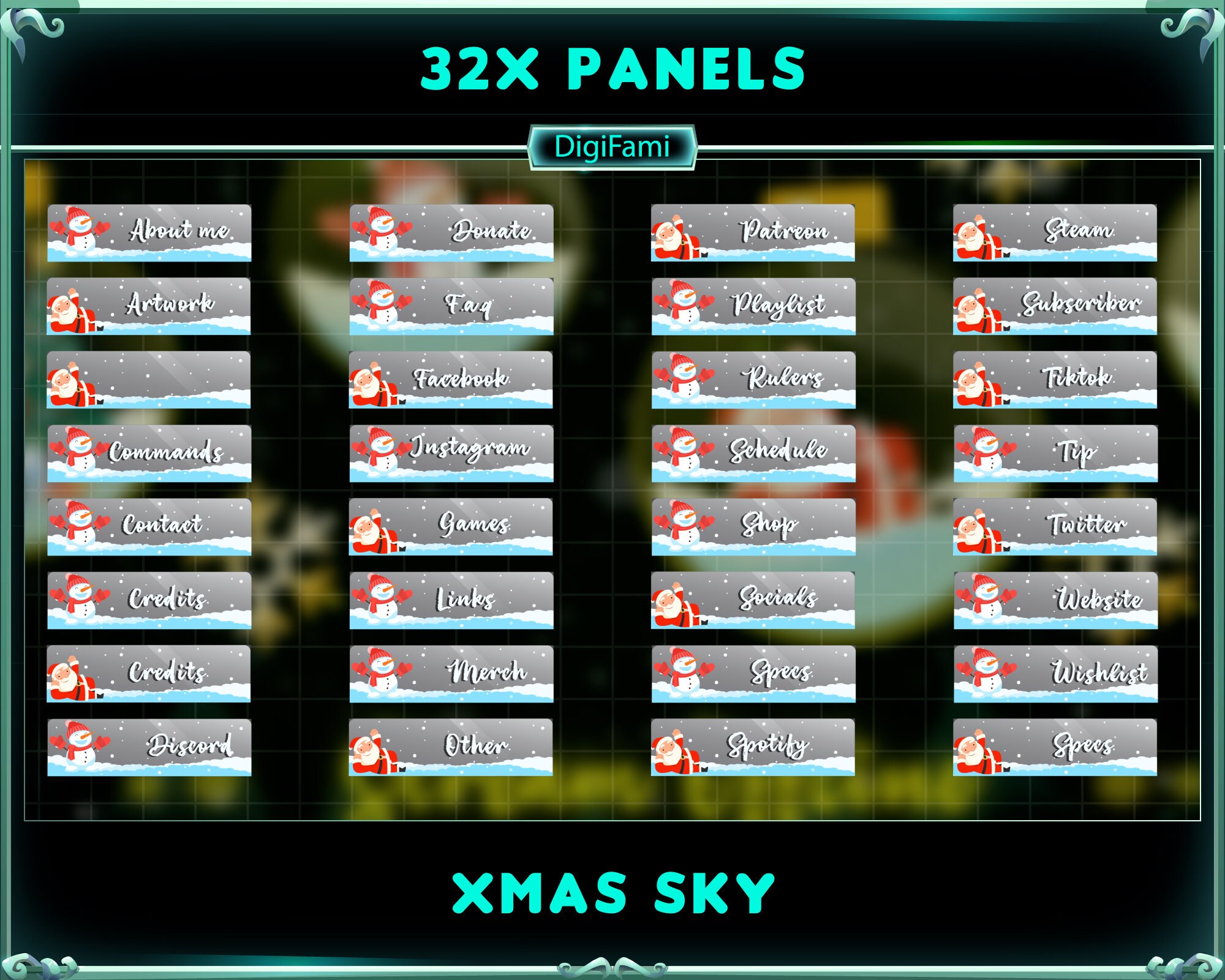 Streamer Santa Animated Twitch Overlay Package Cute Santa Clause, Cute Christmas ...